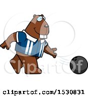Clipart Of A Cartoon Beaver Bowling Royalty Free Vector Illustration by Cory Thoman