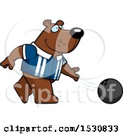 Clipart Of A Cartoon Bear Bowling Royalty Free Vector Illustration by Cory Thoman