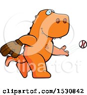 Clipart Of A Cartoon Tyrannosaurus Rex Dinosaur Baseball Pitcher Royalty Free Vector Illustration by Cory Thoman