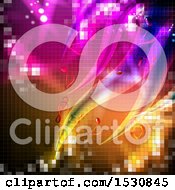 Clipart Of A Music Note And Sound Wave Background Royalty Free Vector Illustration