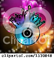 Clipart Of A Vinyl Record Lp Album With Silhouetted Party People Over Gradient Royalty Free Vector Illustration by merlinul
