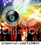 Clipart Of A Vinyl Record Lp Album Over Silhouetted Party People Over Gradient Royalty Free Vector Illustration by merlinul