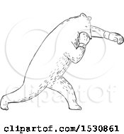 Poster, Art Print Of Sketched Boxing Bear In Black And White