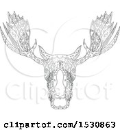 Zentangle Sketched Bull Moose Head