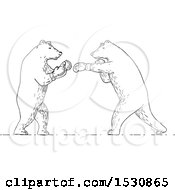 Poster, Art Print Of Sketched Boxing Bears In Black And White