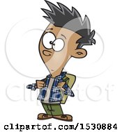 Cartoon Casual Teenage Boy Wearing A Backpack