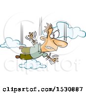 Cartoon Man Falling And Taking A Leap Of Faith