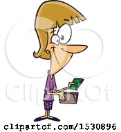 Cartoon Caucasian Woman Holding Cash From A Wallet