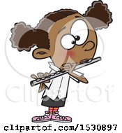 Poster, Art Print Of Cartoon African American Girl Playing A Flute