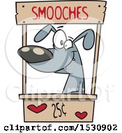Clipart Of A Cartoon Dog In A Kissing Booth Royalty Free Vector Illustration by toonaday