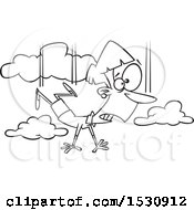 Clipart Of A Cartoon Outline Woman Falling And Taking A Leap Of Faith Royalty Free Vector Illustration