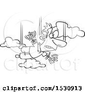 Clipart Of A Cartoon Outline Man Falling And Taking A Leap Of Faith Royalty Free Vector Illustration