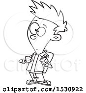 Poster, Art Print Of Lineart Cartoon Casual Teenage Boy Wearing A Backpack