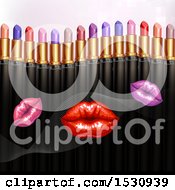 Poster, Art Print Of Border Of Colorful Lipstick Tubes Over Lips
