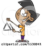 Poster, Art Print Of Cartoon Girl Playing A Triangle Instrument