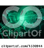 Clipart Of A 3d Xray Man Running Over A Background With Dna Strands Bacteria And A Heart Rate Graph Royalty Free Illustration