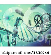 Poster, Art Print Of Background Of 3d Viruses And Dna Strands