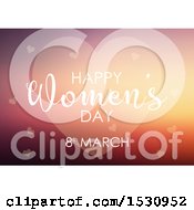 Happy Womens Day Design With Hearts Over A Blurred Sunset