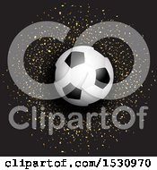 Poster, Art Print Of Soccer Ball Over Gold Confetti On Black