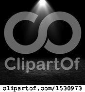Clipart Of A Light Shining Down In A 3d Dark Brick Room Royalty Free Illustration by KJ Pargeter