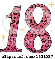 Clipart Of A Pink Number Eighteen With A Cheetah Pattern Royalty Free Vector Illustration