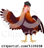 Poster, Art Print Of Rooster Wearing A French Beret Hat