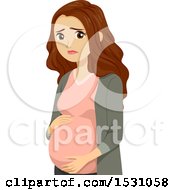 Clipart Of A Sad Pregnant Teen Girl Royalty Free Vector Illustration by BNP Design Studio