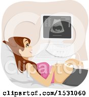 Clipart Of A Pregnant Teen Girl Getting An Ultrasound Royalty Free Vector Illustration by BNP Design Studio