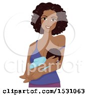 Clipart Of A Happy Black Mother Breastfeeding Her Baby Royalty Free Vector Illustration