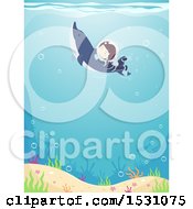 Poster, Art Print Of Boy Scuba Diver Swimming With A Dolphin