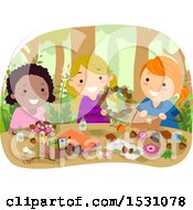 Poster, Art Print Of Group Of Girls Making Forest Crafts