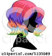 Poster, Art Print Of Silhouette Female Profile With Rainbow Hair