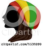 Poster, Art Print Of Silhouette Female Profile With Dreadlocks And A Rastafarian Hat