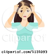 Clipart Of A Teenage Girl Losing Her Hair From Alopecia Royalty Free Vector Illustration by BNP Design Studio