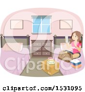 Poster, Art Print Of Teen Girl Reading A Packing List In Her Dorm Room