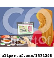 Clipart Of A Teen Girl Watching A Cooking Show Royalty Free Vector Illustration by BNP Design Studio