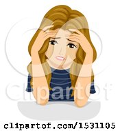 Poster, Art Print Of Stressed Teen Girl Holding Her Face In Her Hands