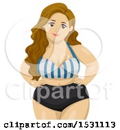 Clipart Of A Chubby Teen Girl In A Bikini Royalty Free Vector Illustration