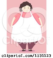 Poster, Art Print Of Happy Chubby Mother Wearing An Apron Over Pink