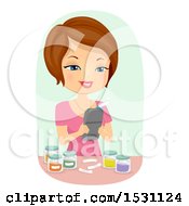 Poster, Art Print Of Happy Woman Using A Label Maker For Jars