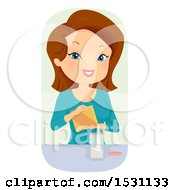 Poster, Art Print Of Happy White Woman Transfering A Boxed Product To A Jar