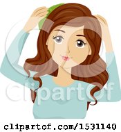 Poster, Art Print Of Young Woman Applying Aloe Vera To Her Hair