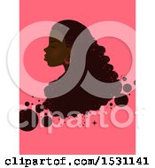 Poster, Art Print Of Black Woman In Profile With Long Hair And Bubbles On Pink