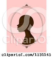 Poster, Art Print Of Profiled Black Woman With Short Hair In A Frame Over Pink