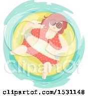 Poster, Art Print Of Chubby Woman In A Bikini Floating In An Inner Tube