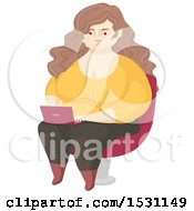 Poster, Art Print Of Happy Chubby Woman Using A Laptop