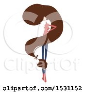 Clipart Of A Woman With Long Brunette Hair Forming A Question Mark Royalty Free Vector Illustration