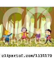 Poster, Art Print Of Group Of Children Playing In The Forest