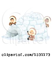 Poster, Art Print Of Group Of Eskimo Children Making An Igloo