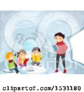 Poster, Art Print Of Group Of Children And A Teacher Reading In An Igloo